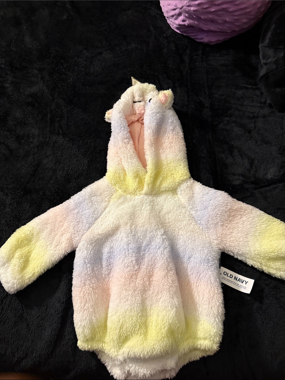 Old Navy Plush Unicorn Hoodie - Pastel Yellow, Pink, Blue